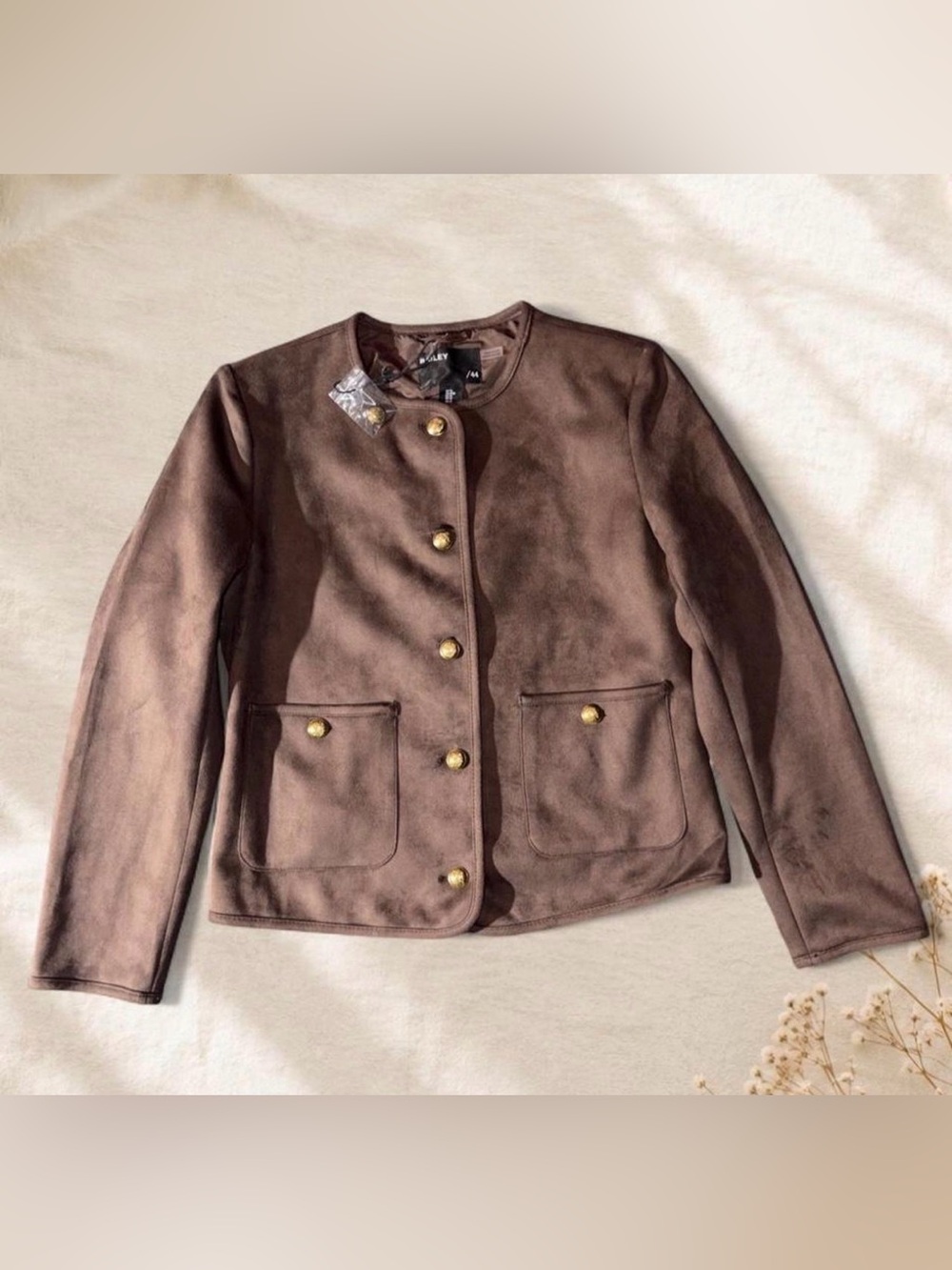 Bailey 44 Brown Suede-Effect Button Jacket
